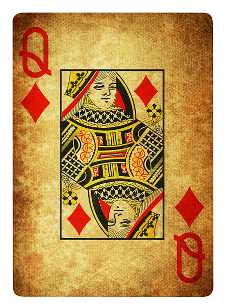 Queen Of Diamonds Vintage playing card - Isolated (clipping path included)
