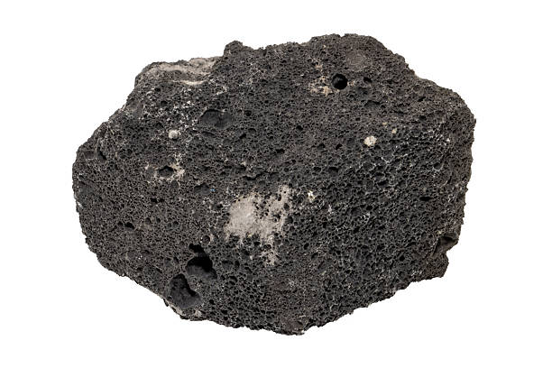 istock Close-up of lava ore, isolated on white background 2207209930