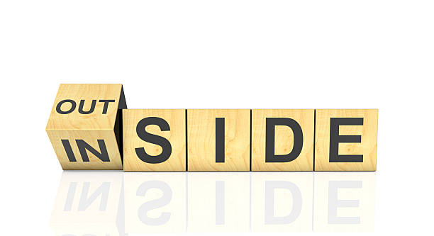 istock Flipping wooden cubes with word OUTSIDE to INSIDE 2207213619