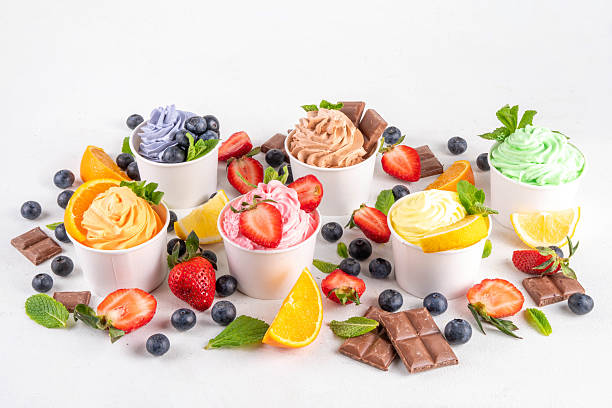 istock Frozen yogurt assortment. Soft creamy ice cream cups 2207213668