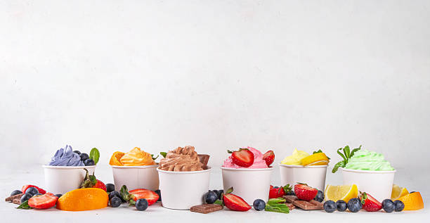 istock Frozen yogurt assortment. Soft creamy ice cream cups 2207213707