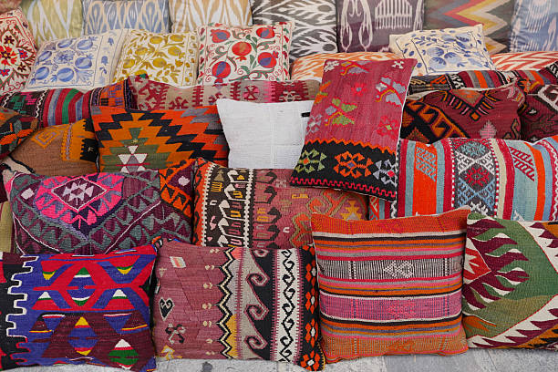 istock Colourful cushions on display for sale in a traditional Turkish Bazaar. 2207214065