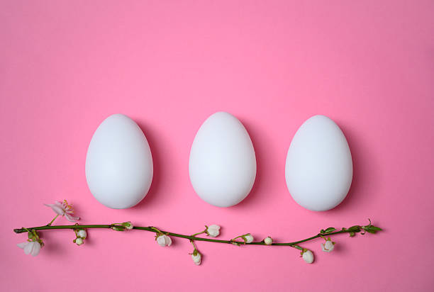 istock Easter Eggs with Cherry Blossom on Pink Background 2207218750