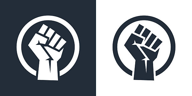 stockillustraties, clipart, cartoons en iconen met fist icon. simple flat black and white illustration. - revolutie