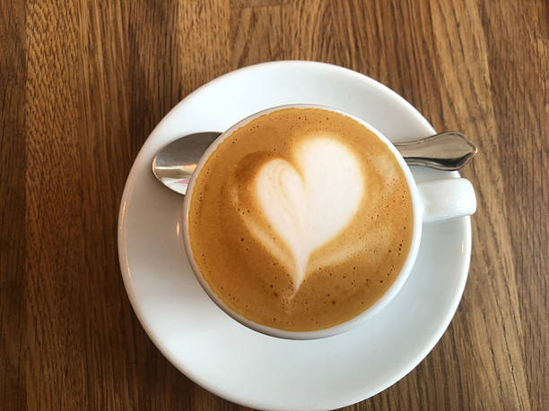 Paris, France: Beautiful Latte with Froth Art Heart