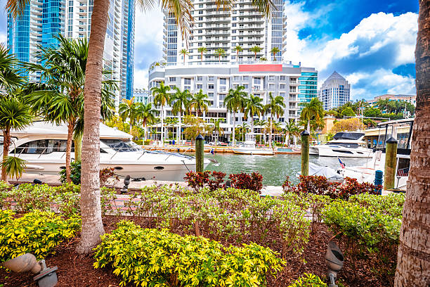 istock Fort Lauderdale scenic riverfront park and yachts at New river view 2207228754
