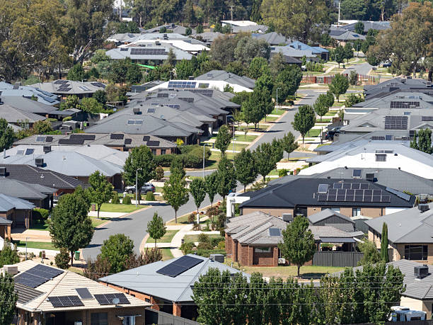 istock High angle view Suburban houses close together 2207231875