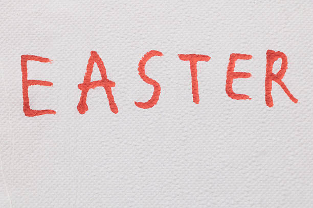 The word Easter written in red marker on white paper.