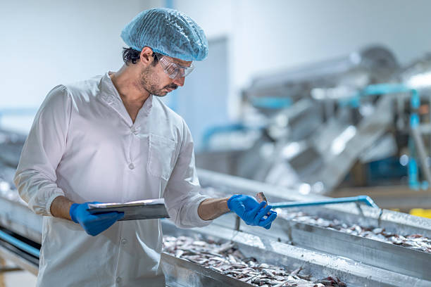 istock A food processing supervisor in protective gear inspecting packaging materials in a factory, holding a clipboard, emphasizing quality control, hygiene, and safety in food production operations 2207259447