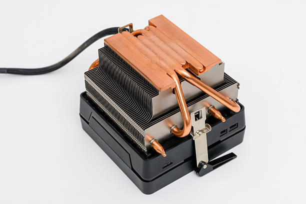 istock Copper heat sink or heat pipe, computer processor cooler with radiator. 2207265119