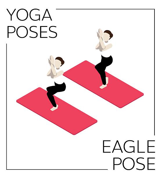 Yoga Pose Eagle Isometric Vector Set Yoga Posture Isometric Set EPS10 File Format garudasana illustrations stock illustrations