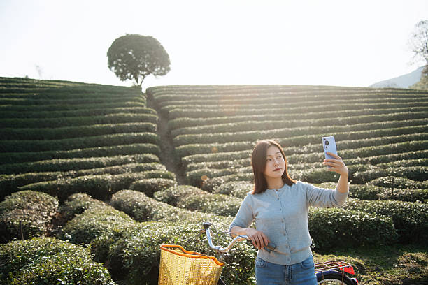 istock Asian woman is using smart phone take picture 2207286273