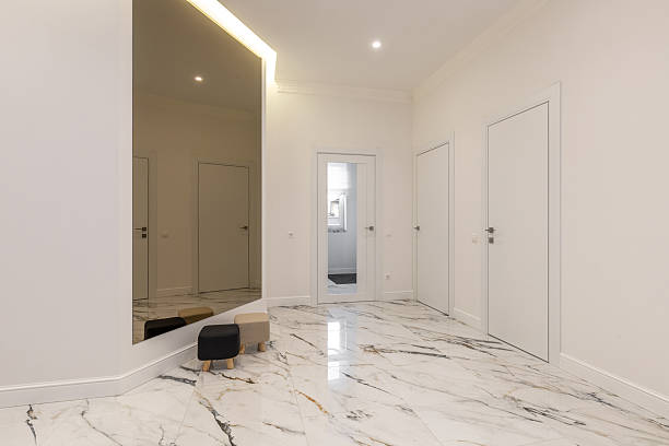 Three-dimensional space of interior corridor with modern decoration