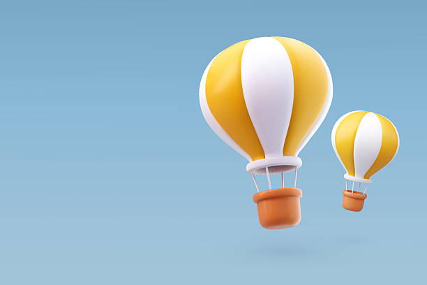 istock 3d Vector A minimalistic 3D hot air balloon icon in yellow and white, symbolizing travel 2207289890