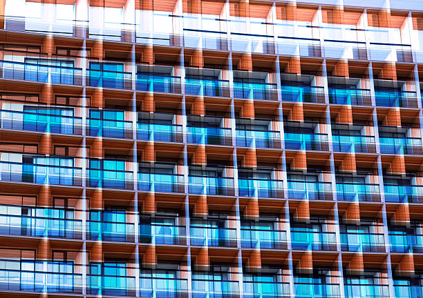 Close-up and abstract background of modern corporate building facade.