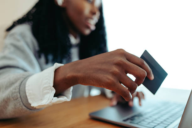 istock Woman using bank card for online shopping 2207291410