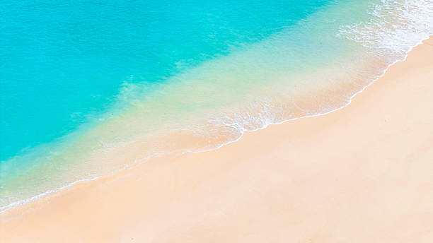 istock Idyllic white sand beach with turquoise waters glistening under the bright tropical sun. summer background and summer holiday concept. 2207295123