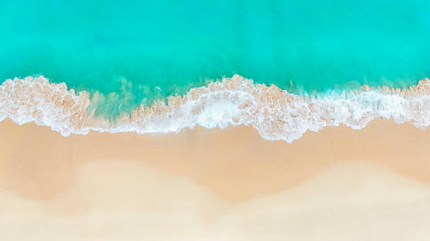 istock Foamy waves crashing onto a pristine tropical beach with shimmering turquoise waters 2207296636