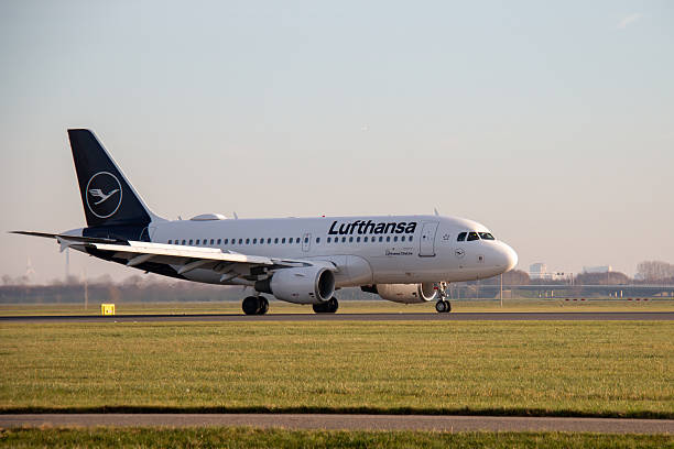 Amsterdam Schiphol Airport, the Netherlands - October 17 2024: Lufthansa cityline airbus on runway
