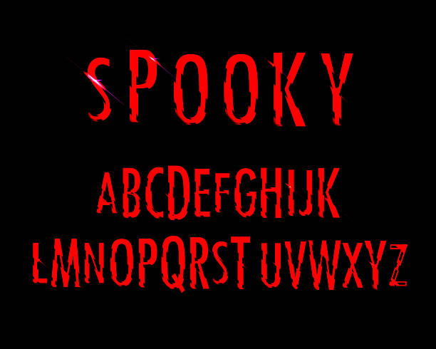 Blood font. Halloween bloody letters illustration. Vector alphabet with numbers and glyphs.