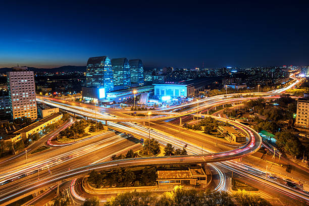 Overlooking the Xizhimen Overpass in Beijing at sunset