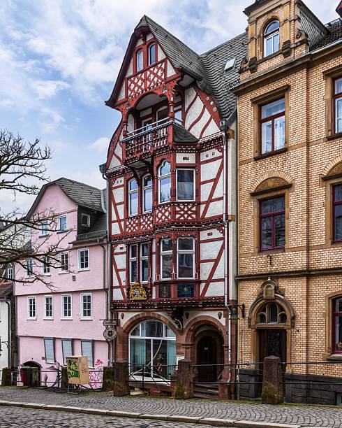 Marburg, Germany – February 22, 2025: Charming medieval old town in Marburg, Hesse, Germany
