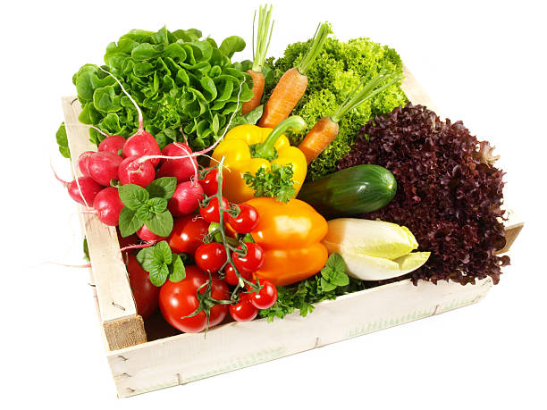 istock Mixed Vegetables and Salads in a Box on white Background - Isolated 2207306073