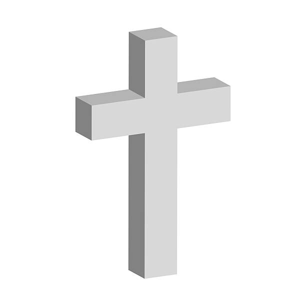 istock Modern minimalist 3D grey cross symbol, abstract religious design cross 2207308336