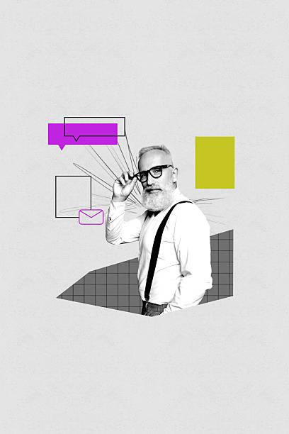 istock 3d sketch poster vertical collage of happy old man dandy stand bubble communication chatterbox speech discussion talk message 2207311419