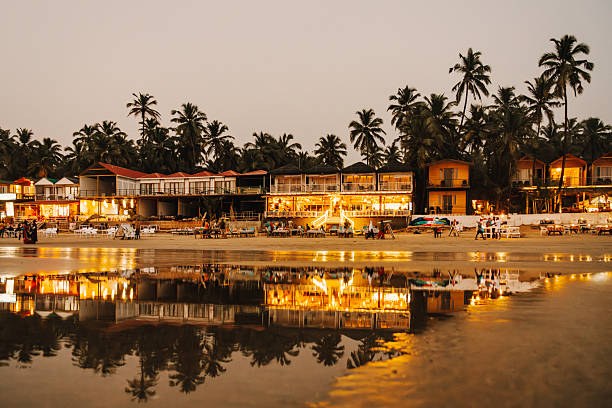 Lively Beachfront Scene at Dusk in Goa, India