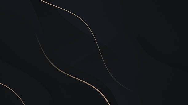 istock 3d wavy luxury abstract black background with golden light lines. Smooth modern futuristic waves illustration. 2207318050