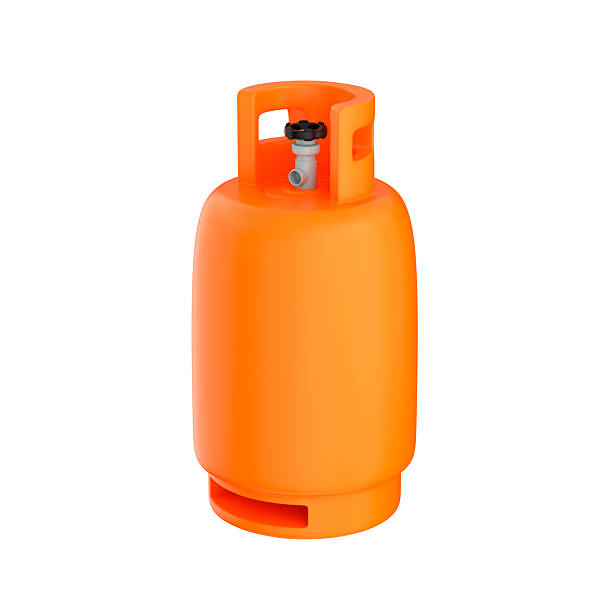 istock Stylized 3d icon of an orange gas cylinder over white background, 3d illustration 2207319710