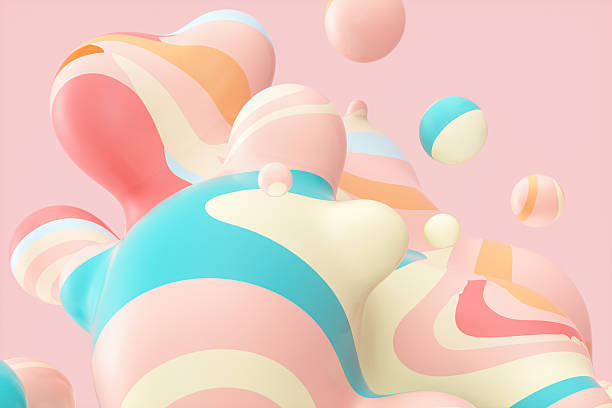 istock Abstract 3d art background with colorful marble spheres floating. liquid blobs. soap bubbles. 2207324559