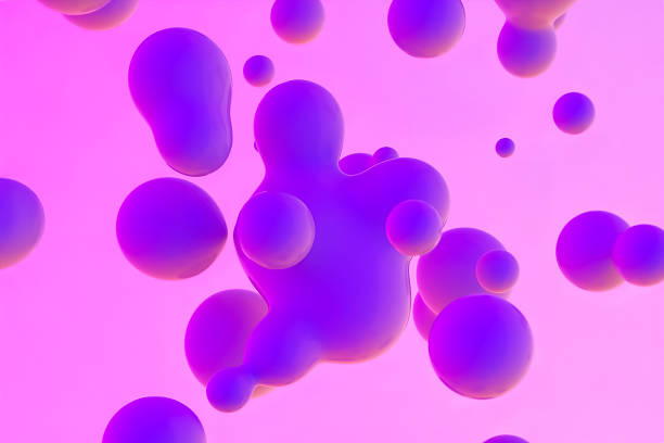 istock Abstract 3d art background with vibrant spheres floating. liquid blobs. soap bubbles. 2207324603
