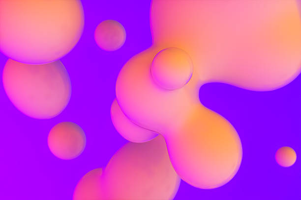 Abstract 3d art background with colorful marble spheres floating. liquid blobs. soap bubbles.