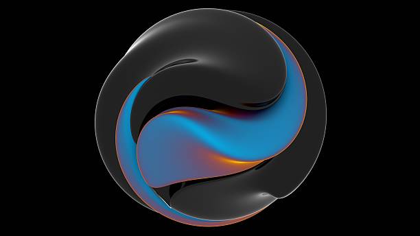 istock Fluid metallic lumps in neon purple and blue float on a black background, creating an abstract wave pattern that merges illusions, technology, and futuristic design. 2207325102