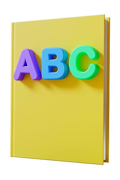 Brightly colored primary school book showcases ABC letters, perfect for young learners to engage with letters and enhance early literacy skills. Isolated on white background, front view. 3D render