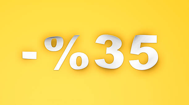 istock 35% Discount Paper Text on Yellow Background 2207330404