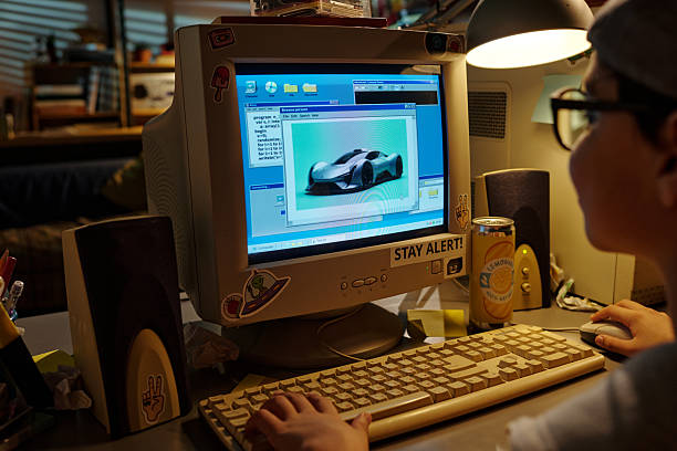 istock Designing Virtual Car Model Using Vintage Computer Monitor 2207331600