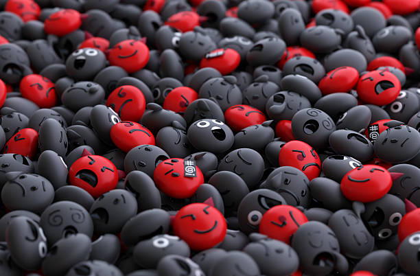 istock Emoji red devil and angry emoticons characters background. 2207332547