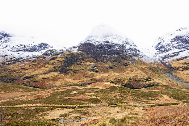 Three Sisters Viewpoint at the scenic drive through the Glencoe Valley in Scotland, United Kingdom