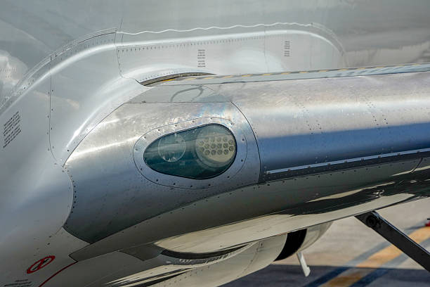 istock airplane detail of wing lights 2207345515