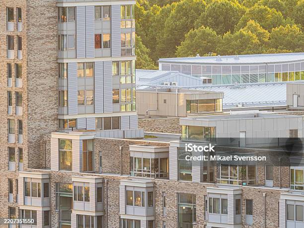Modern Apartment Complex Rooftop With Modular Construction Details In ...