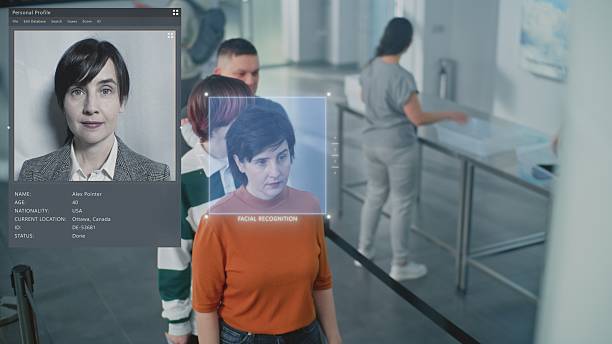 istock Airport Checkpoint: Multiethnic Passengers Passing AI Biometric Facial Recognition for Boarding Flight 2207360580