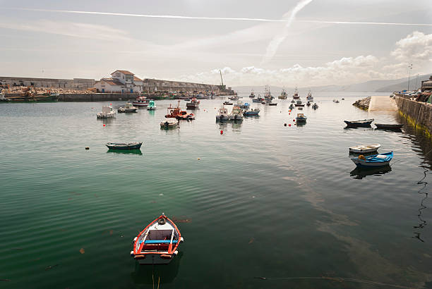 Small sailing boats moored in Getxo Harbour in Northern Spain