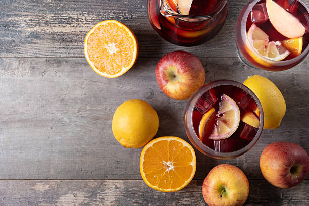 istock Refreshing Summer Citrus Fruit Sangria in crystal jar on wooden table 2207365982