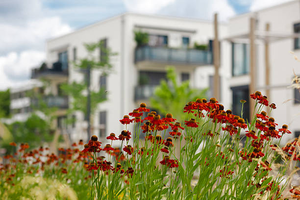 istock Flower Landscaping on Building Background 2207365990