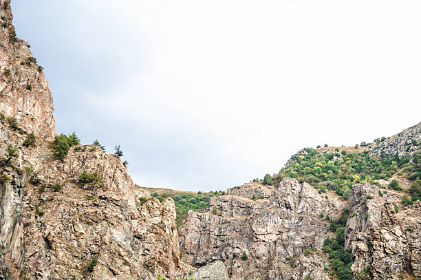Rugged cliffs with lush green vegetation creating a stunning natural canyon landscape