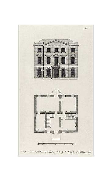 istock Beautifully Restored, Historical Design In Architecture, Plans and Elevations of Houses in the 1700s, Published in 1780 2207371329