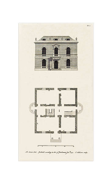 istock Beautifully Restored, Historical Design In Architecture, Plans and Elevations of Houses in the 1700s, Published in 1780 2207371336